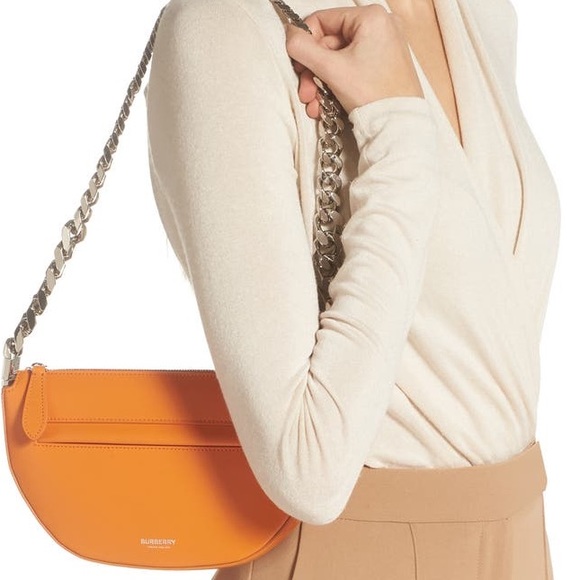 Burberry Mini Olympia Leather Shoulder Bag in Orange - Picture 11 of 16